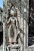 Angkor Thom - Bayon temple, second enclosure, bas reliefs of the East gopura, apsara 